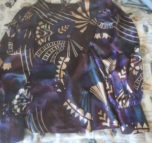 Ann Taylor Purple and Blue Patterned Blouse